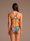 Women's training one-piece swimsuit PINUP 388P - Military Logo + Light Pink