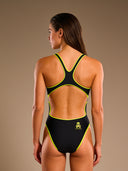Women's training one-piece swimsuit PINUP 259PF - Fluorescent Yellow Outline