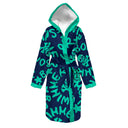 Bathrobe - 30ACF Blue with mint logo, front view - BONESWIMMER
