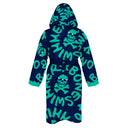 Bathrobe - 30ACF Blue with mint logo, back view - BONESWIMMER