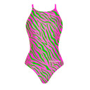Women's training one-piece swimsuit IBIZA 253IF - Acid stripes