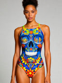 Costume intero donna da allenamento Ibiza 238IF - Blue skull