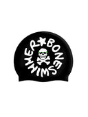 Silicone swim cap - Black Large White Logo