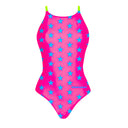 Women's training one-piece swimsuit IBIZA 245IF - Fuchsia blue star