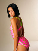 Women's training one-piece swimsuit IBIZA 251IF - Striped ducks