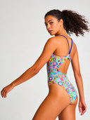 Women's training one-piece swimsuit IBIZA 247IF - Pop squares