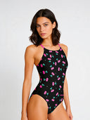 Women's training one-piece swimsuit IBIZA 250IF - Cherries