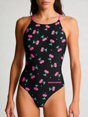 Women's training one-piece swimsuit IBIZA 250IF - Cherries