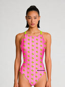 Women's training one-piece swimsuit IBIZA 251IF - Striped ducks