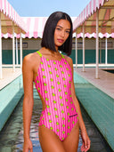 Women's training one-piece swimsuit IBIZA 251IF - Striped ducks