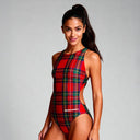 Costume intero donna da allenamento Pinup 527P - Tartan