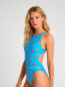 Women's training one-piece swimsuit PINUP 563PF - Raspberries