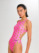 Women's training one-piece swimsuit PINUP 562PF - Striped ducks