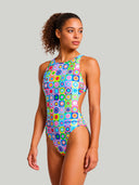 Women's training one-piece swimsuit PINUP 558PF - Pop Squares