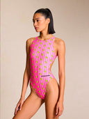 Women's training one-piece swimsuit PINUP 562PF - Striped ducks