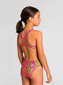 Girls' training one-piece swimsuit PINUP 564PF - Acid stripes