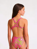 Girls' training one-piece swimsuit PINUP 564PF - Acid stripes