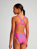 Girls' training one-piece swimsuit PINUP 556PF - Fuchsia blue star