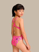 Girls' training one-piece swimsuit PINUP 562PF - Striped ducks