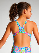 Girls' training one-piece swimsuit PINUP 558PF - Pop squares