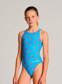 Girls' training one-piece swimsuit PINUP 563PF - Raspberries