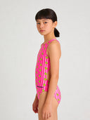 Girls' training one-piece swimsuit PINUP 562PF - Striped ducks
