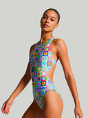 Women's training one-piece swimsuit PINUP 558PF - Pop Squares