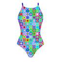 Women's training one-piece swimsuit IBIZA 247IF - Pop squares