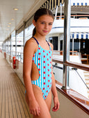 Costume intero bambina da mare Alte L036A - Stelle marine, dettaglio indossato