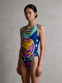 Costume intero bambina da allenamento PINUP 497P - Medley: vista frontale indossato