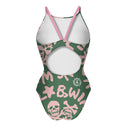 Costume intero donna da allenamento Ibiza 132I - Logo Military + Rosa Chiaro