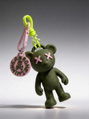 Teddy Psycho Charm con Badge - Verde militare + Rosa