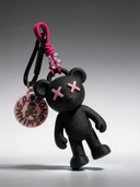 Teddy Psycho Charm con Badge - Nero + Rosa